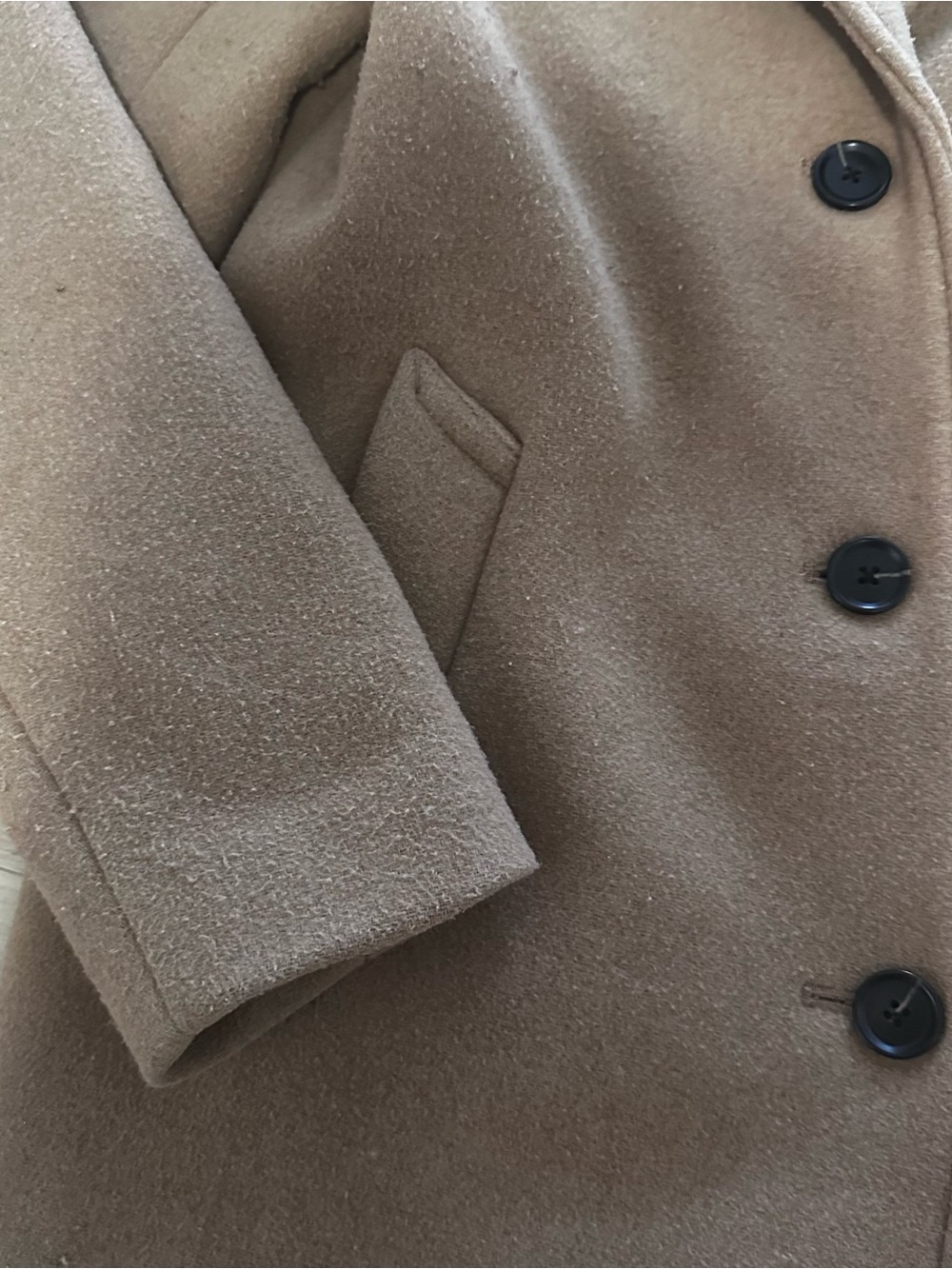 Abercrombie & Fitch Camel Wool-Blend Single-Breasted Trench Dad Coat - Picture 3 of 4